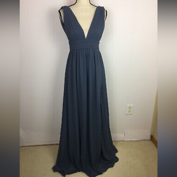 Lulu’s Black Heavenly Hues Airy Woven Chiffon Plunging V-Neck Maxi Dress M - Picture 6 of 15